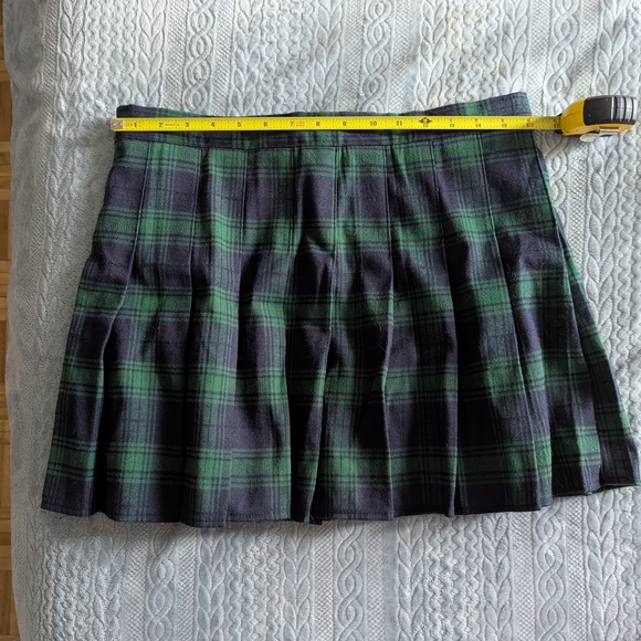 Plaid Mini Skirt in Green and Navy - Picture 2 of 5